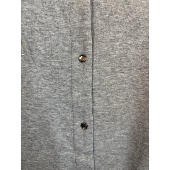QUAKER FACTORY Embellished Christmas Gray Snap Front Sweatshirt 2X Holiday Tree - Picture 7 of 16